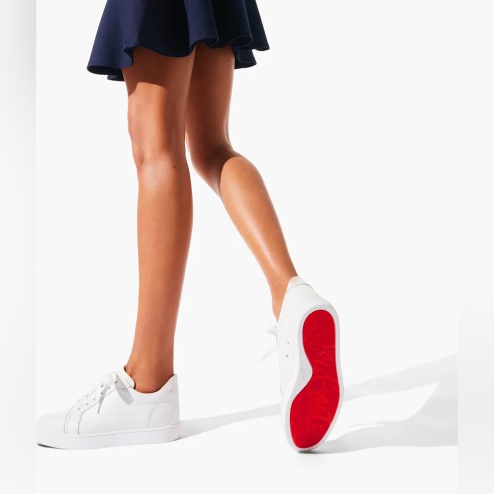 Christian Louboutin Women’s Blanco Vieira Calf Leather Sneakers. Size 38